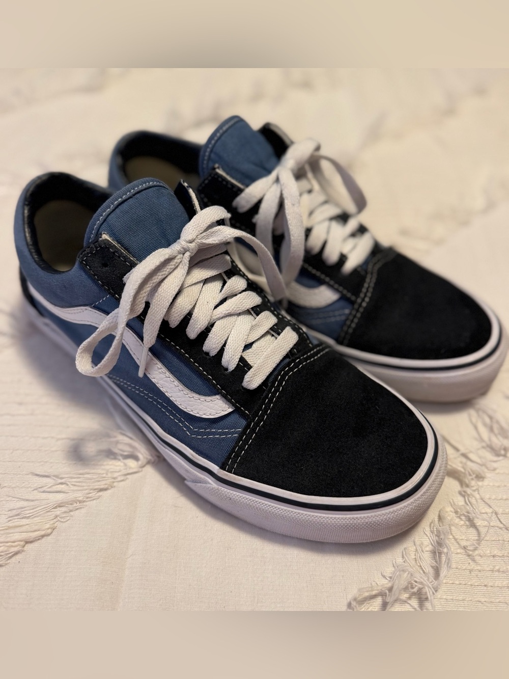 Low-Top Skate Sneakers in Navy and Black